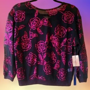 ✨️Sequin Rose Nordstrom Tildon Black Sheer Floral Zip✨️